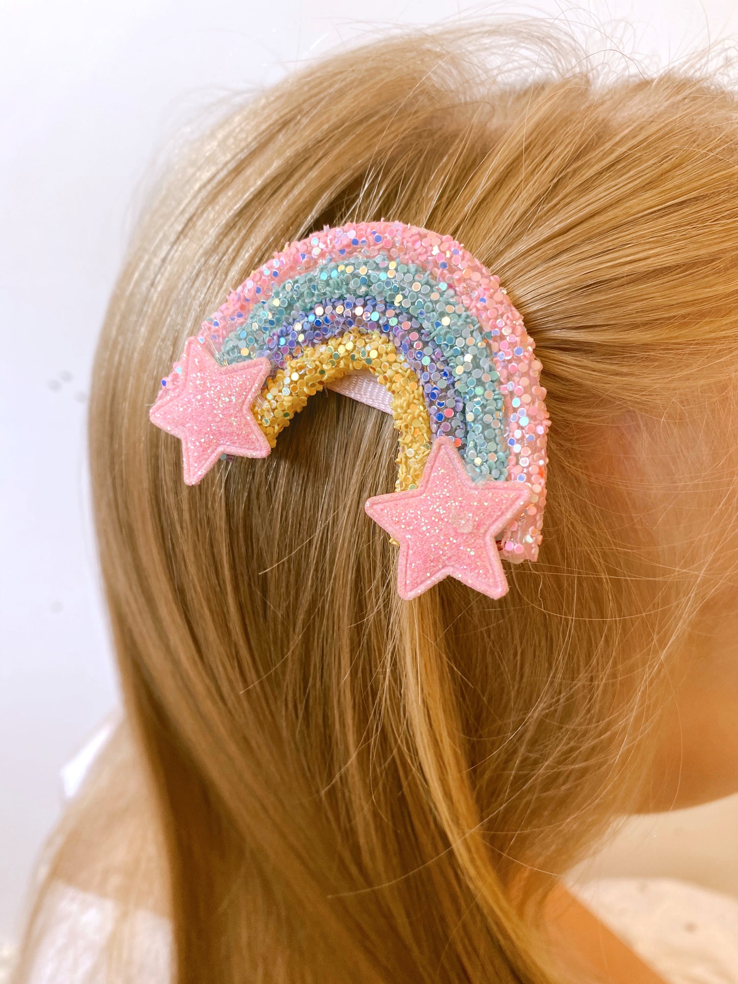 Glitter rainbow hair clips