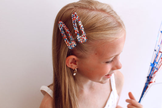 Red, white, and blue star clip set