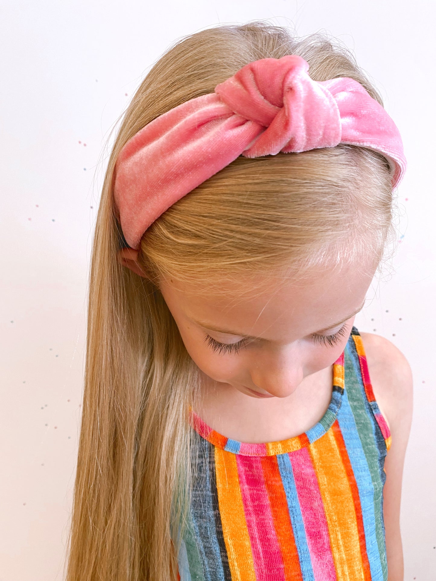 Bright pink velvet headband