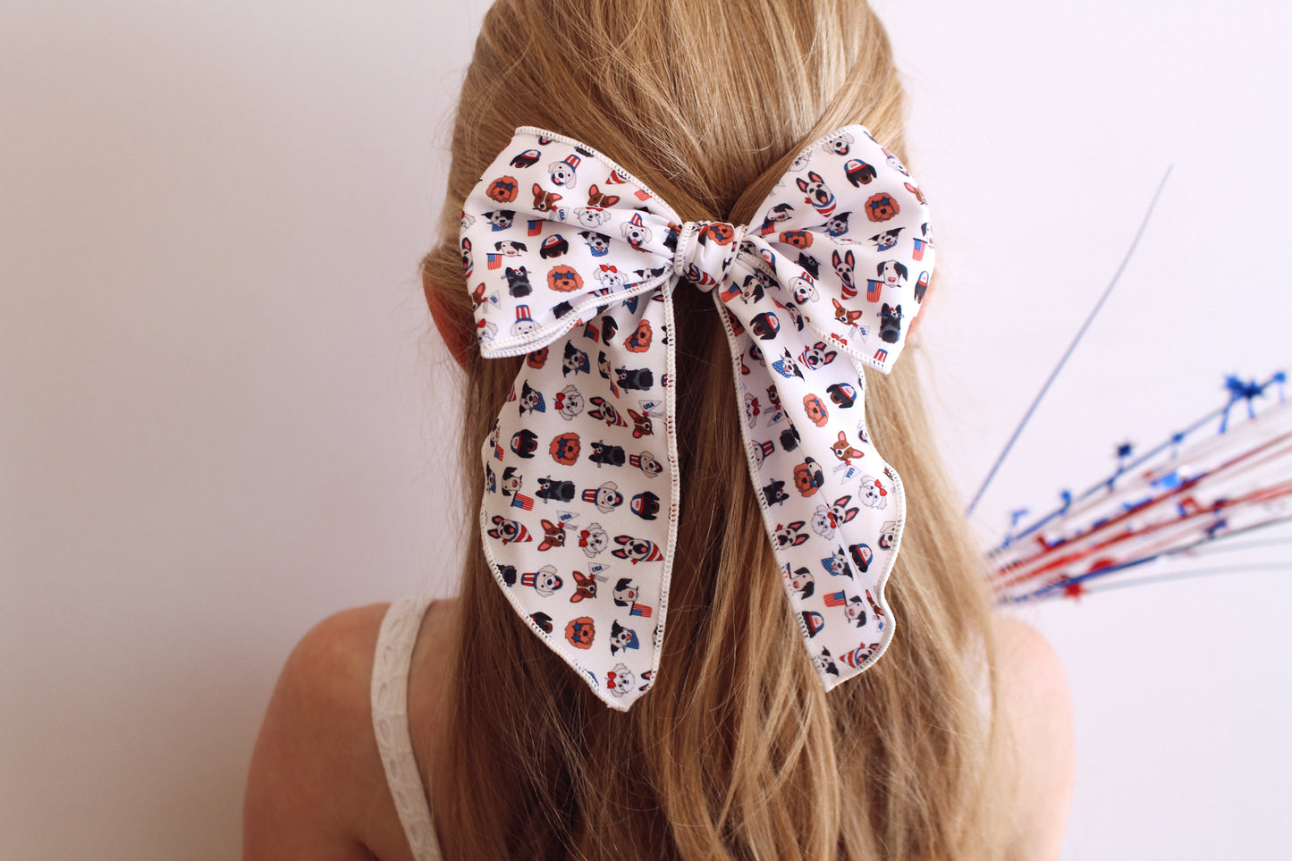 Patriotic pups extra large bow