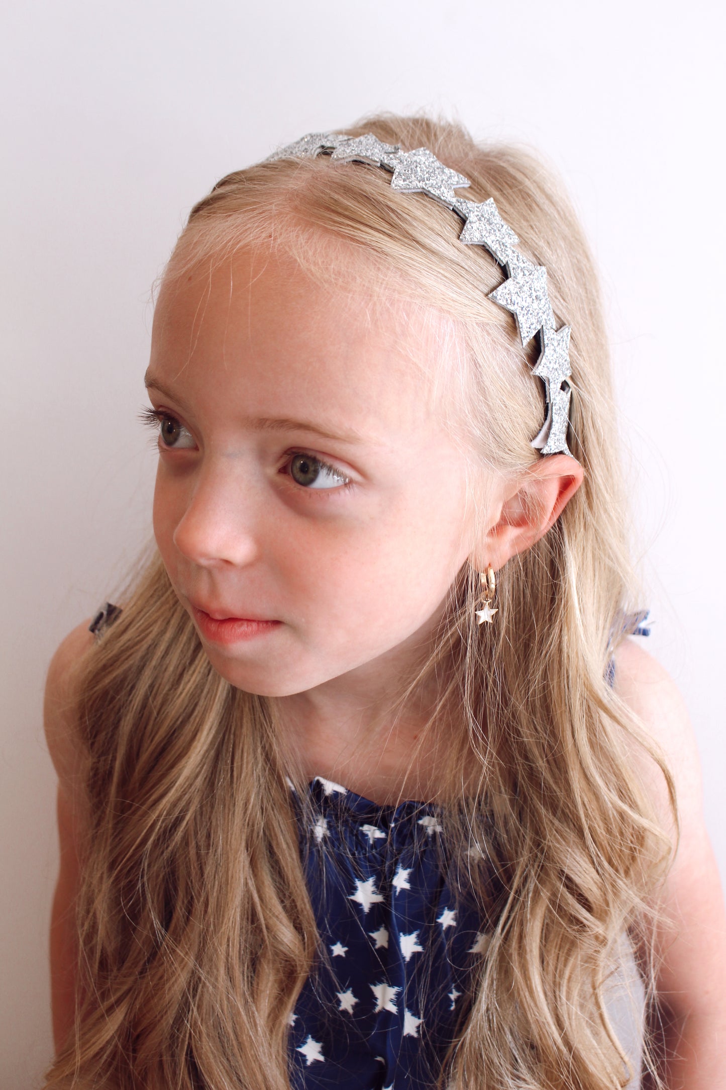 Silver glitter star headband