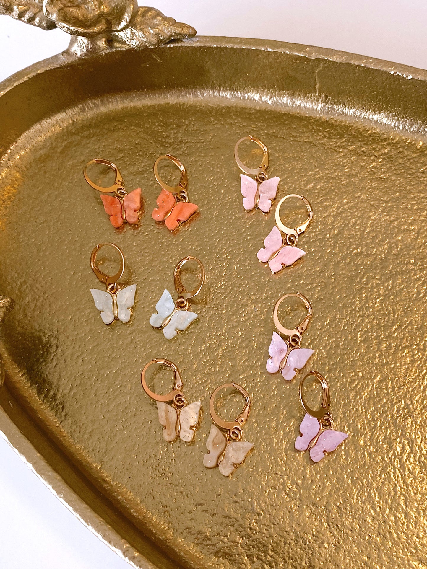 Dainty Butterfly huggie earrings multiple colors