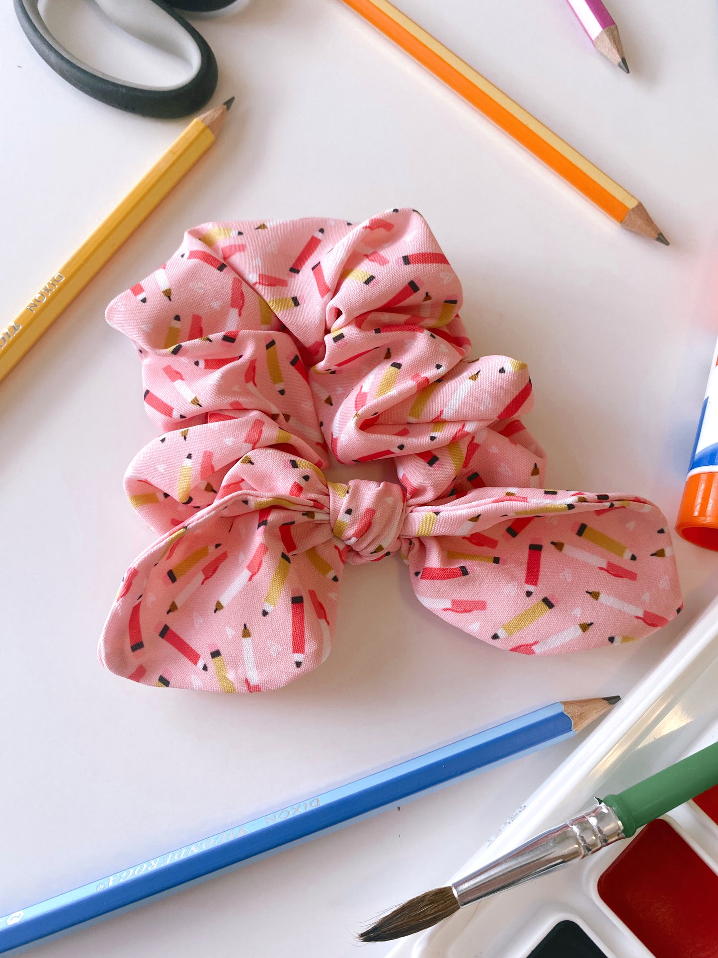 Pencil print tied scrunchy