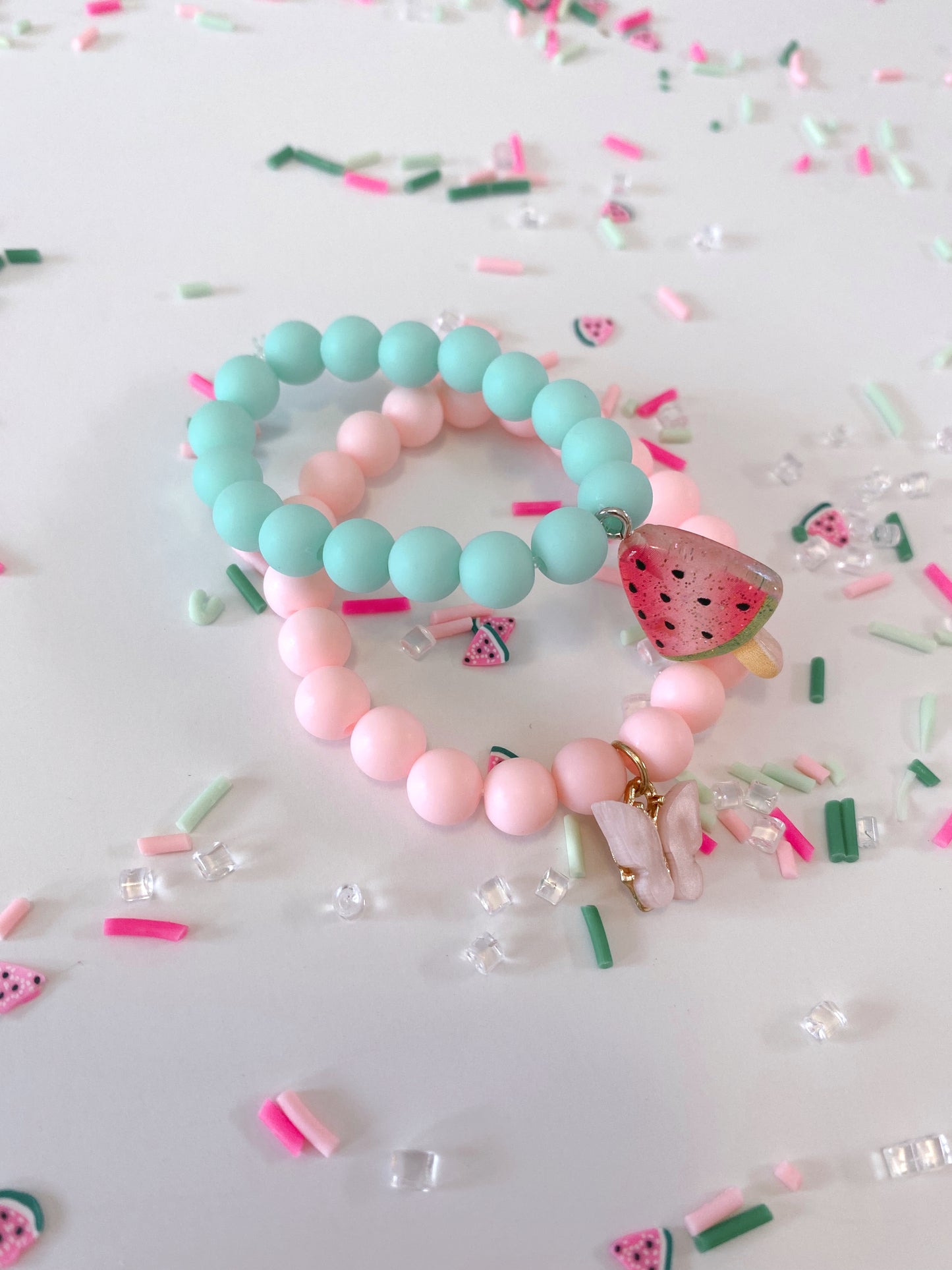 Watermelon bracelet stack