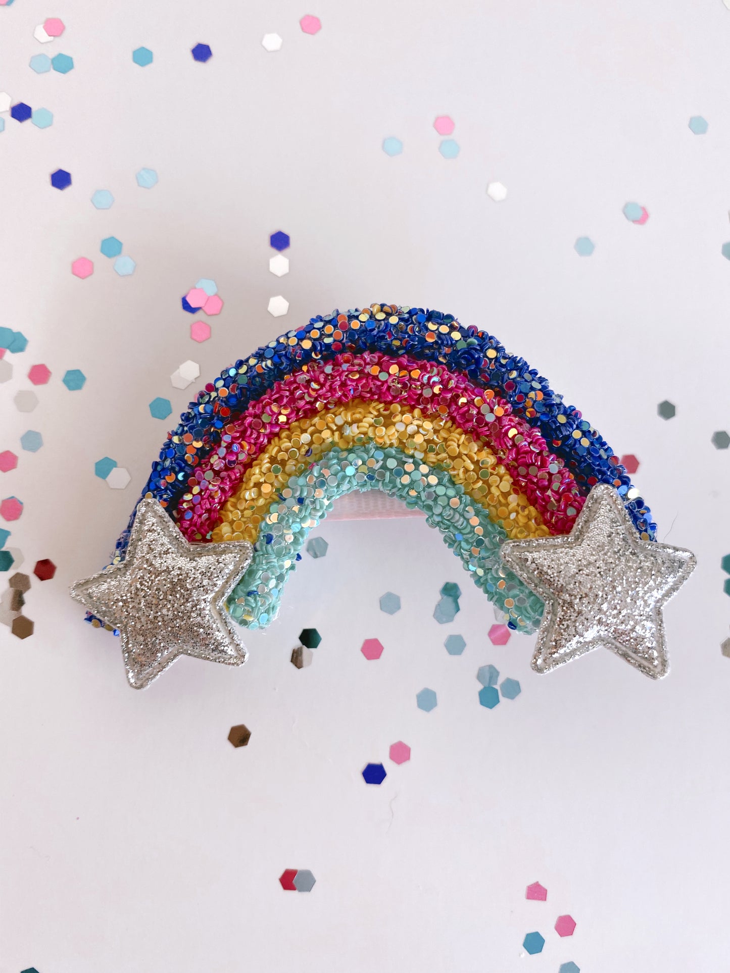 Glitter rainbow hair clips