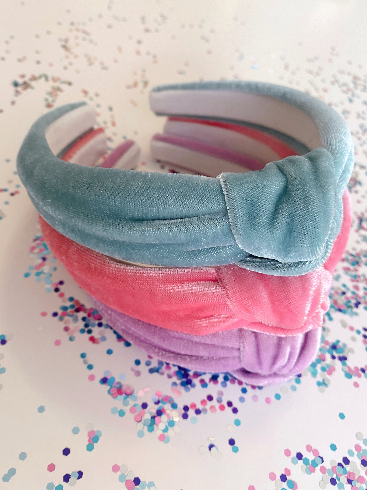 Bright pink velvet headband