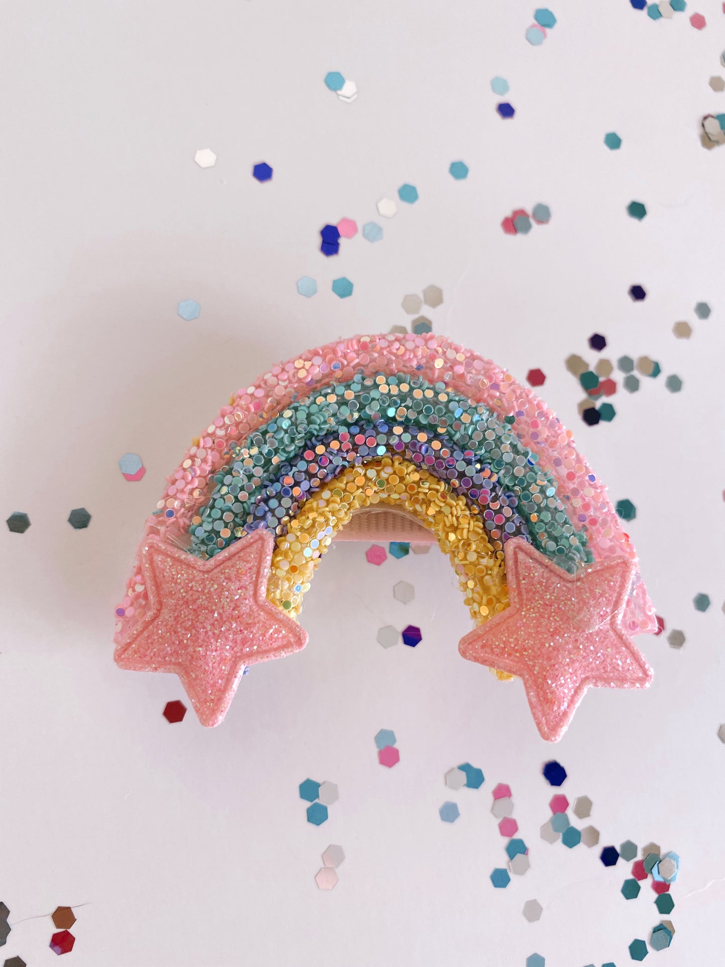 Glitter rainbow hair clips