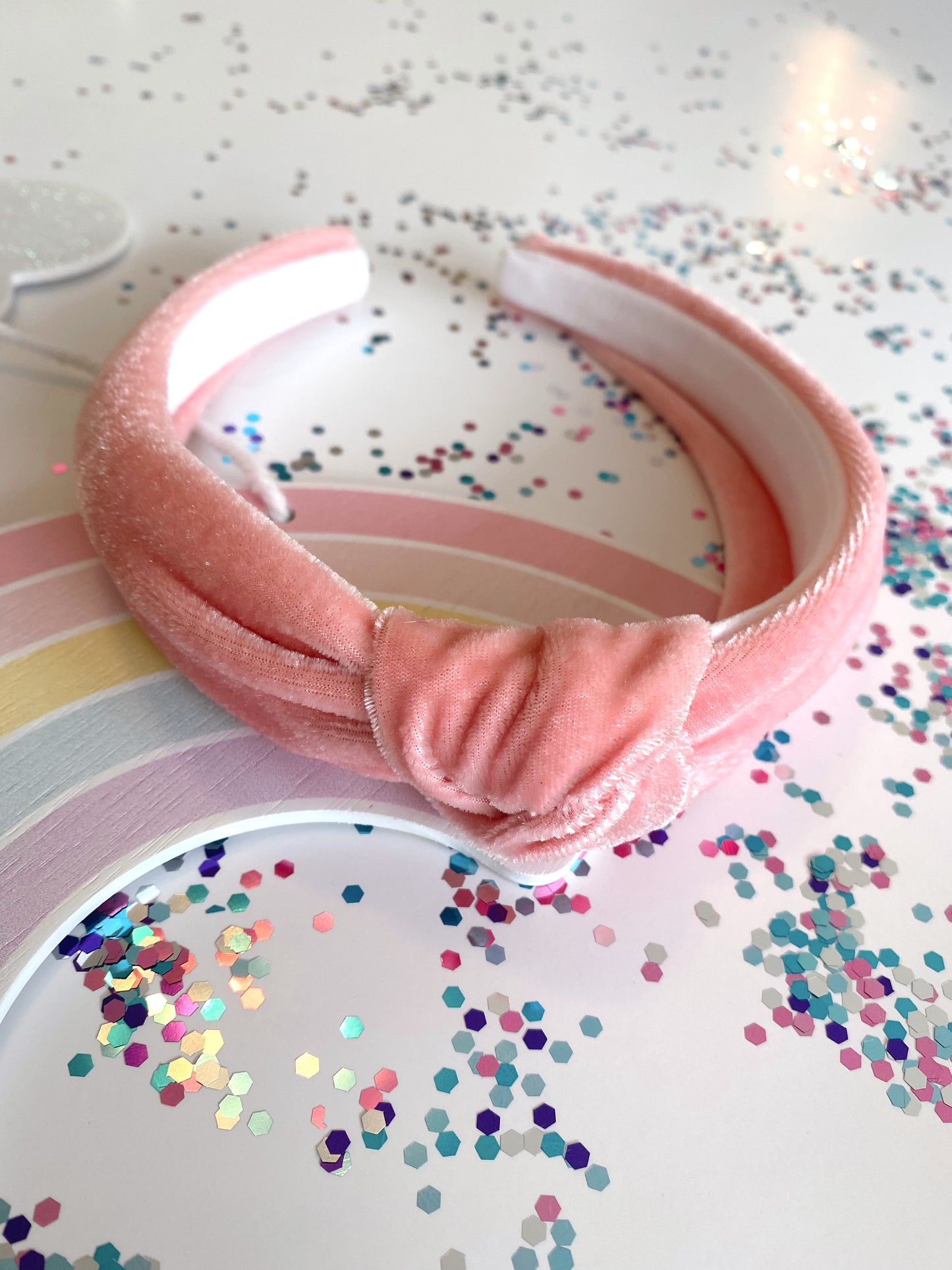 Soft pink velvet headband