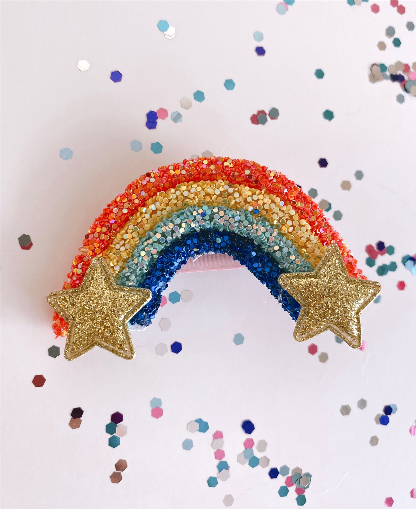 Glitter rainbow hair clips