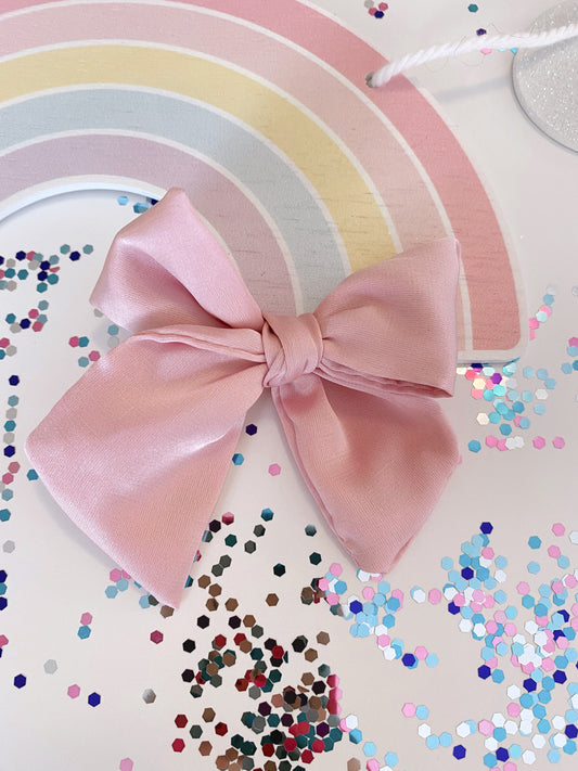 Small rose pink silk bow