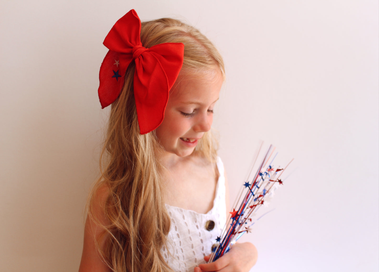 Embroidered extra large patriotic bow