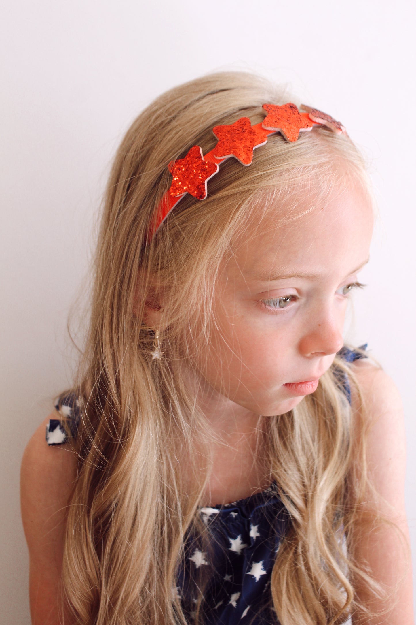 Red glitter star headband