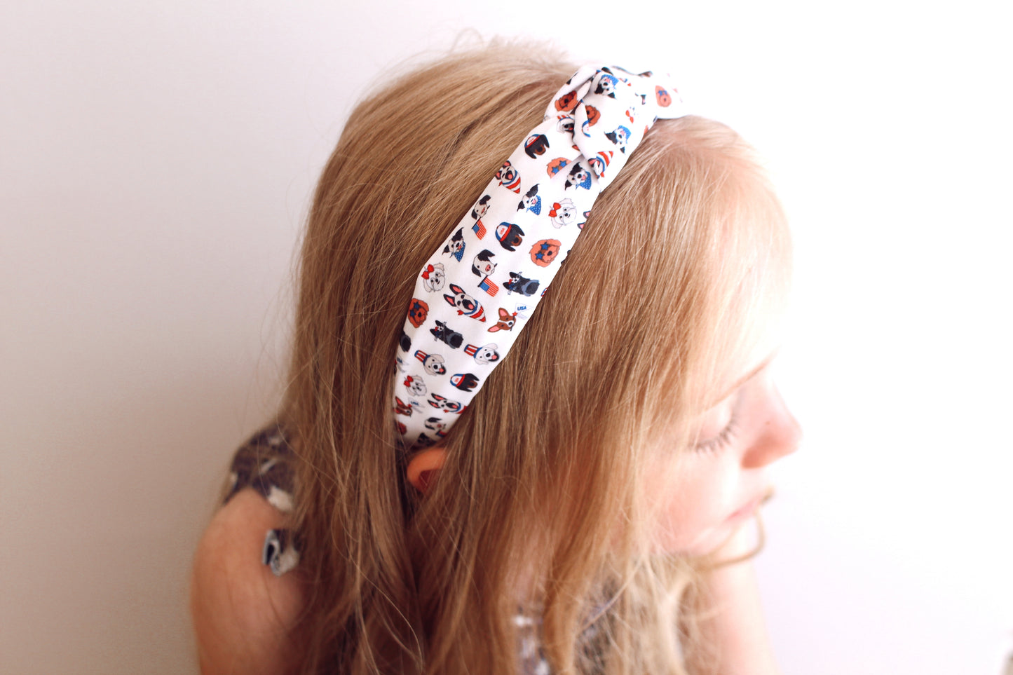 Patriotic pups knotted headband