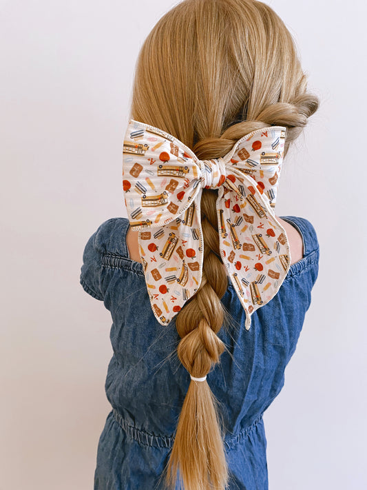 Extra large back to school ribbed bow