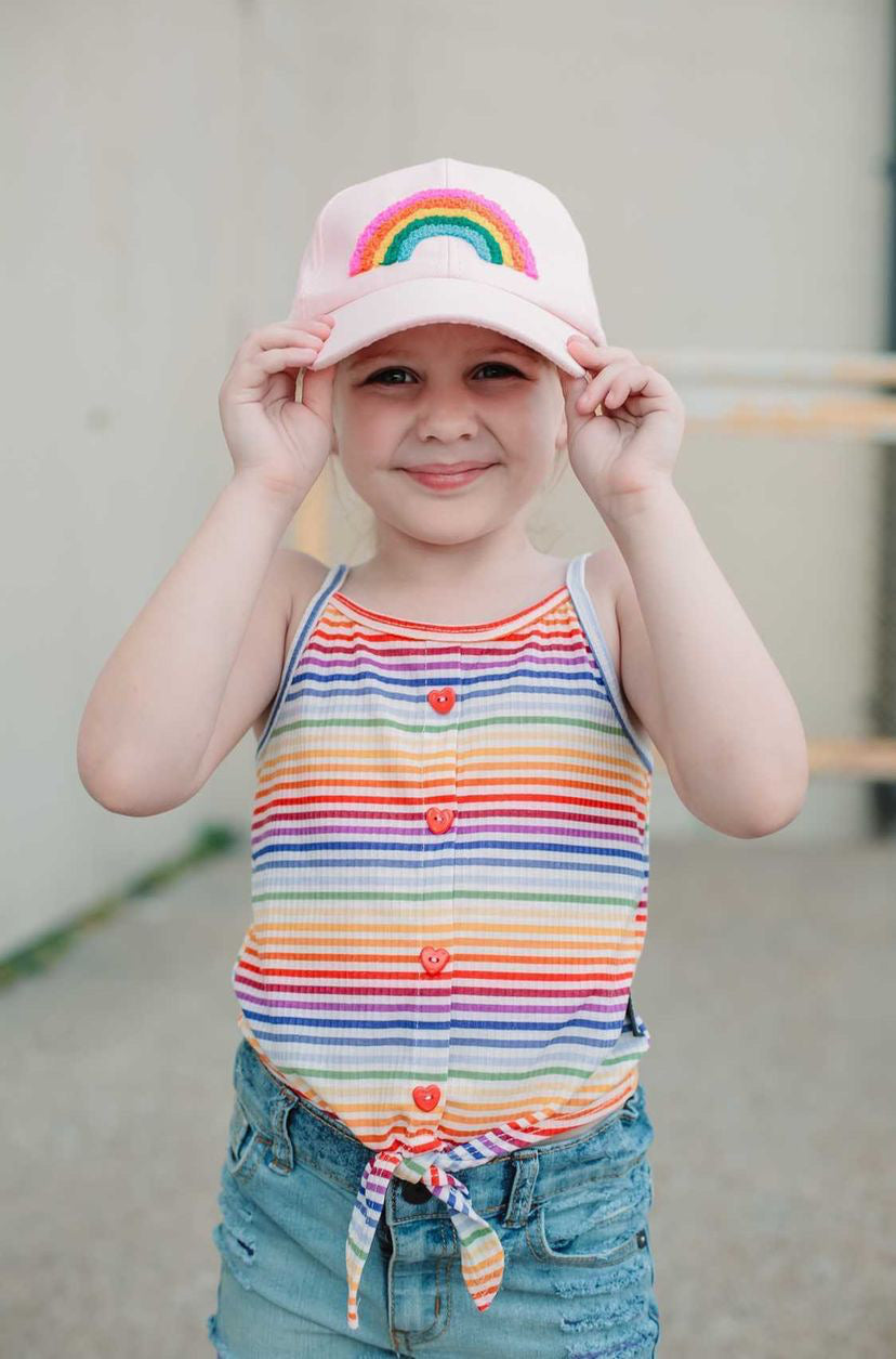 Kids rainbow patch hat