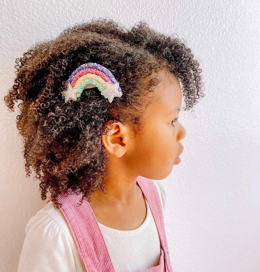 Glitter rainbow hair clips