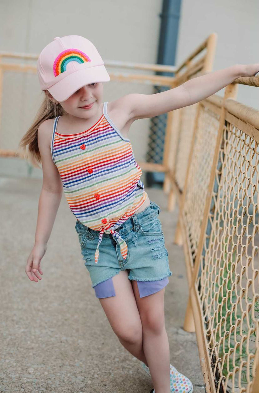 Kids rainbow patch hat