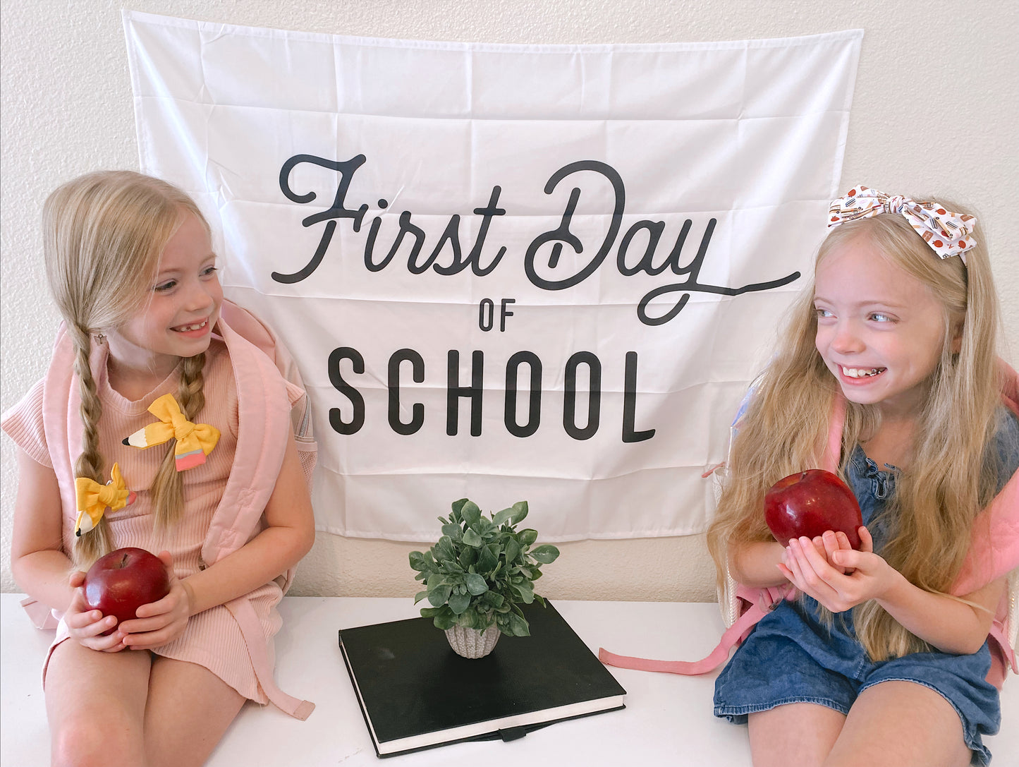 Back to school print headband with bow