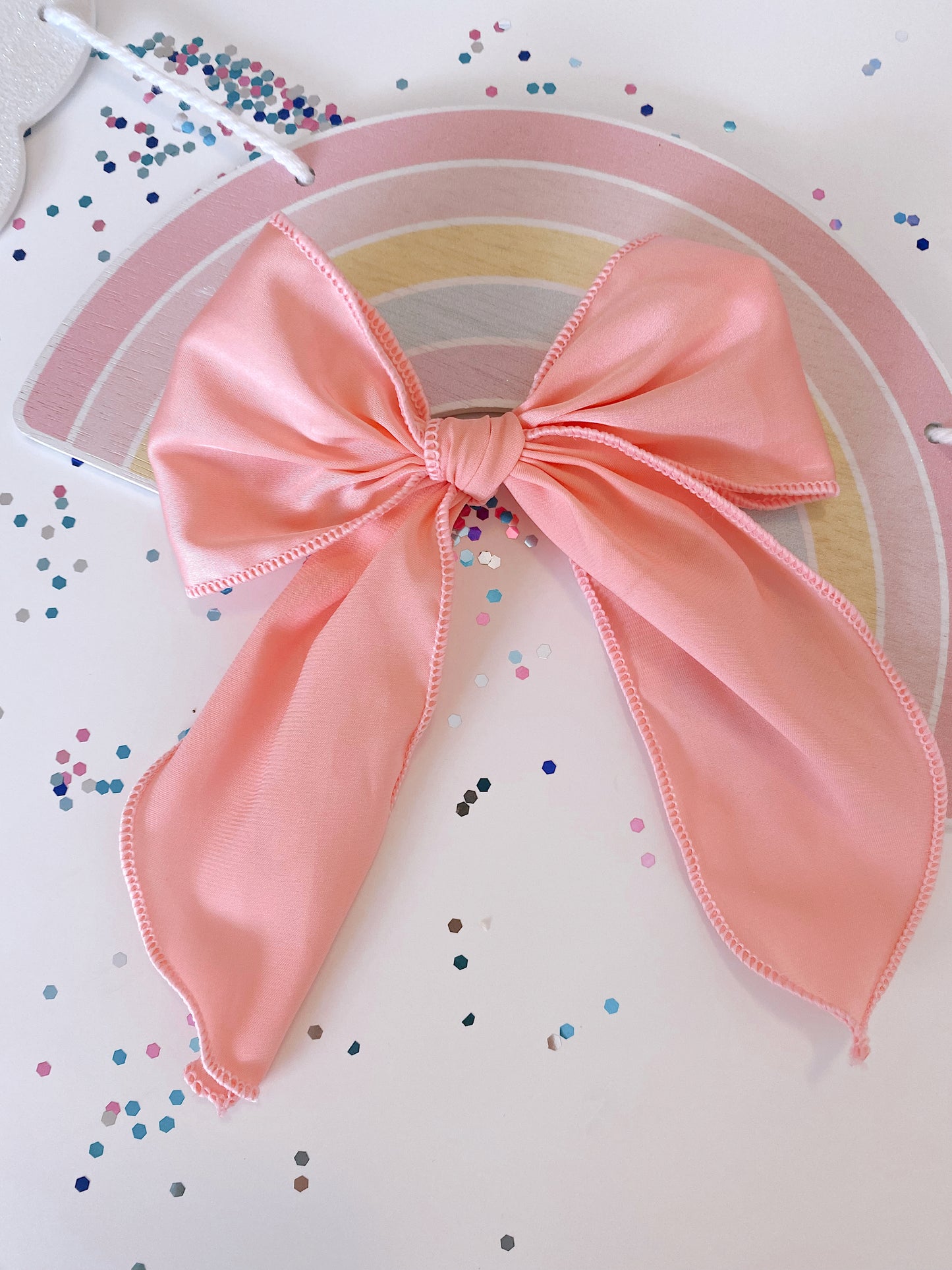 Extra large soft pink silk bow