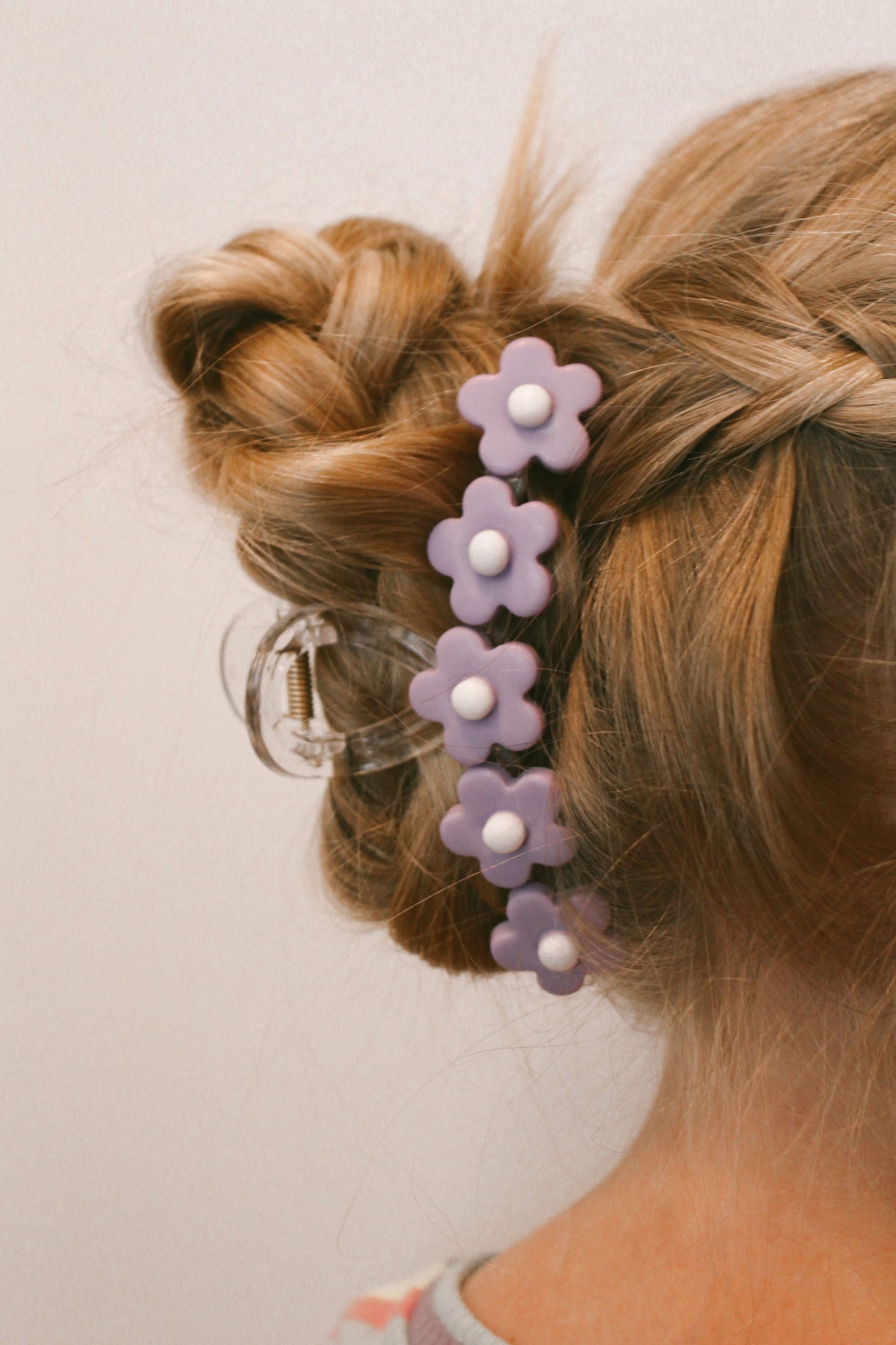 Purple flower power claw clip