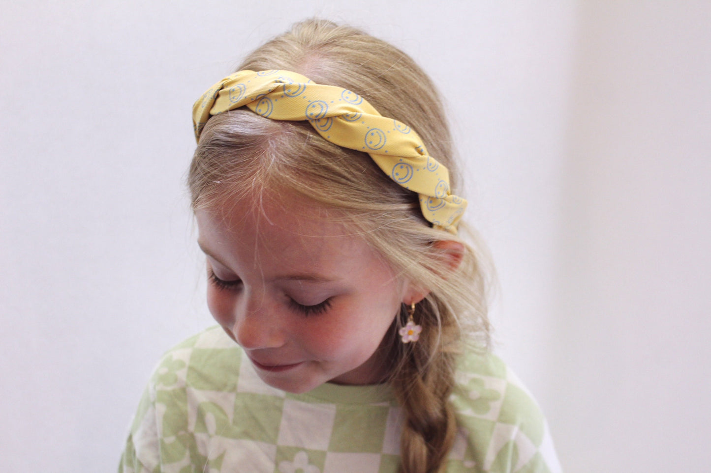 yellow smiley twisted headband