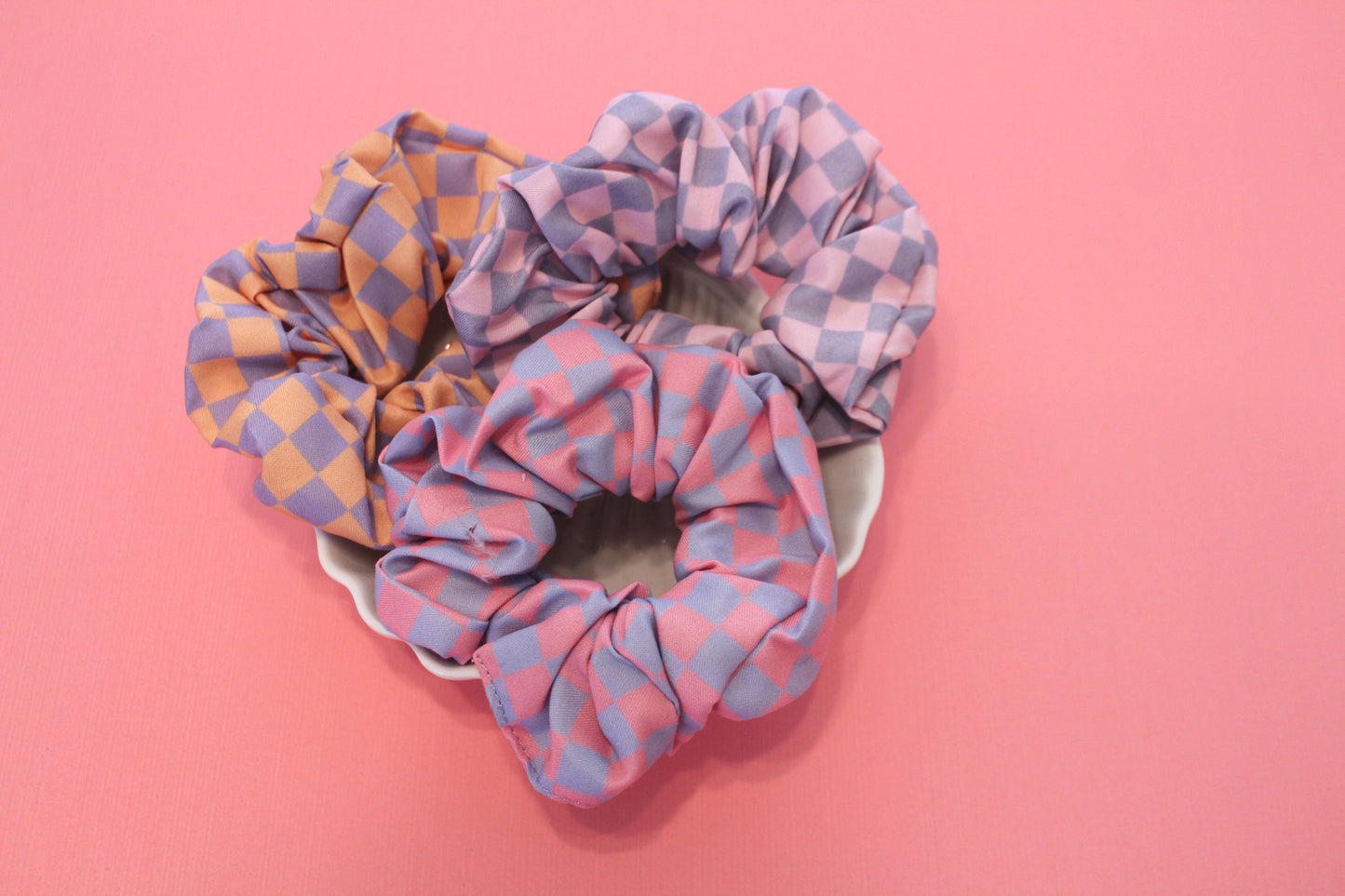 checkered scrunchies set of 3