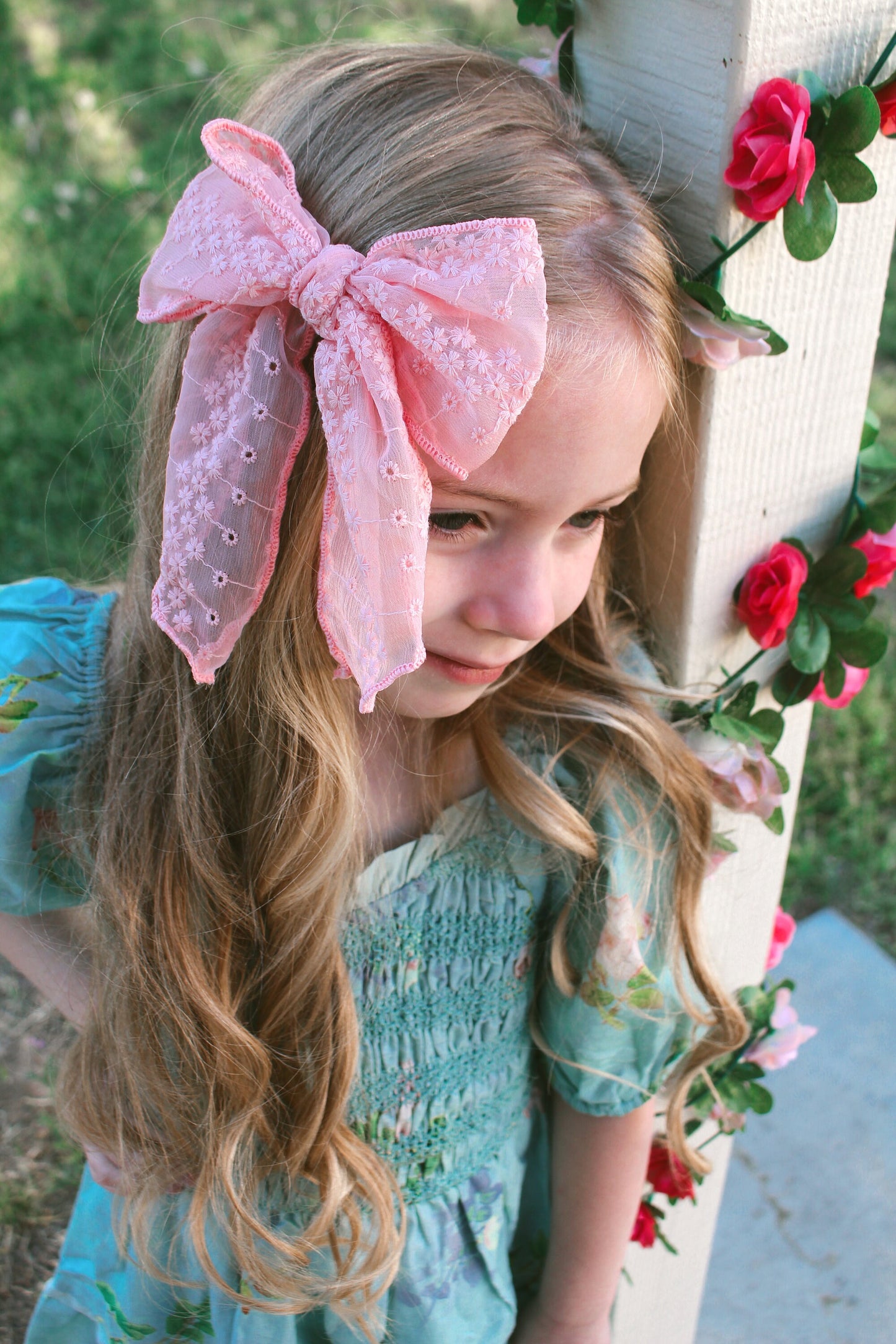 extra large pink wildflower bow